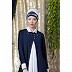 Collared Casual abaya - Navy Blue-White